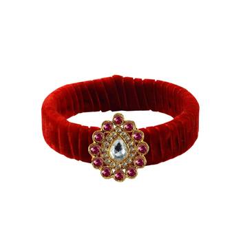 Red Stone Brass Bangle 1