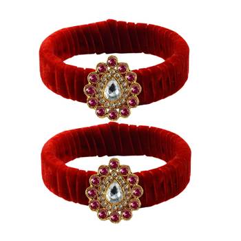 Red Stone Brass Bangle 1