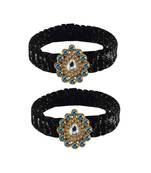 Black Stone Brass Bangle