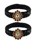 Black Stone Brass Bangle