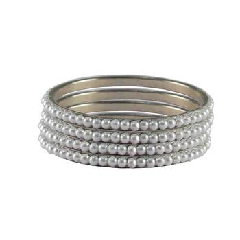 White Moti Brass Bangle 1