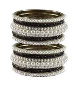 White Moti Brass Bangle