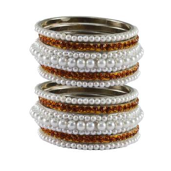 White Moti Brass Bangle 1
