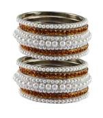 White Moti Brass Bangle