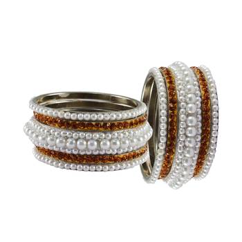 White Moti Brass Bangle 2