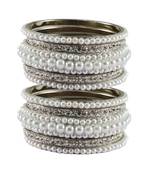 White Moti Brass Bangle