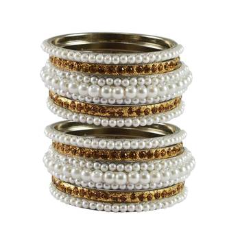 White Moti Brass Bangle 1