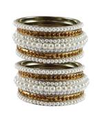 White Moti Brass Bangle