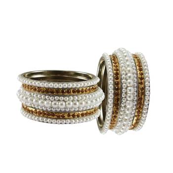 White Moti Brass Bangle 2