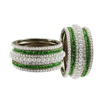 White Moti Brass Bangle 2