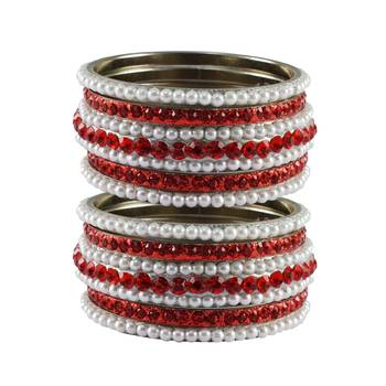 White Moti Brass Bangle 1