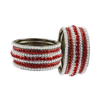 White Moti Brass Bangle 2