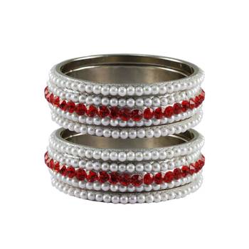 White Moti Brass Bangle 1