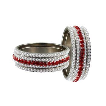 White Moti Brass Bangle 2