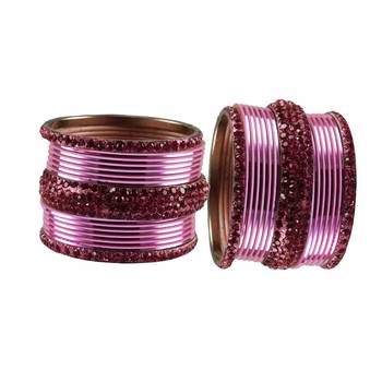 Pink Stone Brass Bangle 2