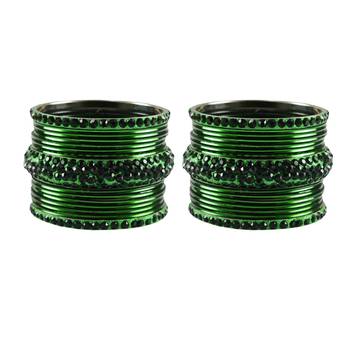 Dark Green  Stone Brass Bangle 1