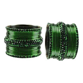 Dark Green  Stone Brass Bangle 2