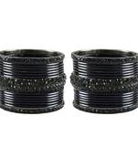 Black Stone Brass Bangle