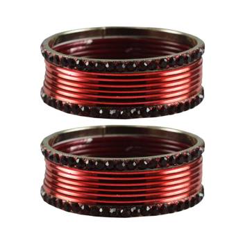 Maroon Stone Brass Bangle 1