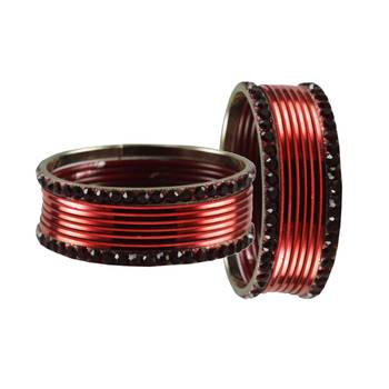 Maroon Stone Brass Bangle 2