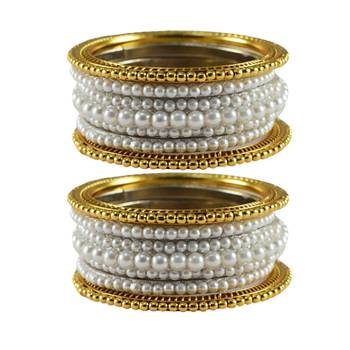 White Moti Brass Bangle 1