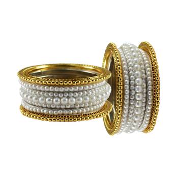 White Moti Brass Bangle 2
