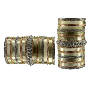 Multi Stone Brass Bangle 2