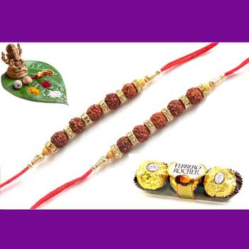 multicolor Beaded Brother Rakhi With Rocher Ferrero For Rakshabandhan 1