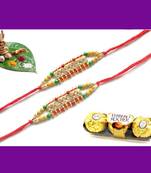 multicolor Beaded Brother Rakhi With Rocher Ferrero For Rakshabandhan