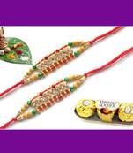 multicolor Beaded Brother Rakhi With Rocher Ferrero For Rakshabandhan
