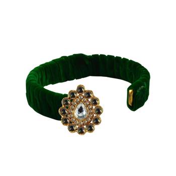 Light Green Stone Brass Bangle 2