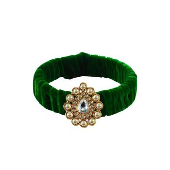 Light Green Stone Brass Bangle 1