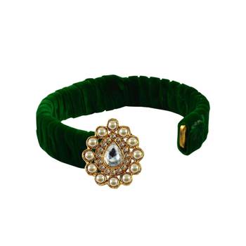 Light Green Stone Brass Bangle 2