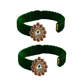 Light Green Stone Brass Bangle 2