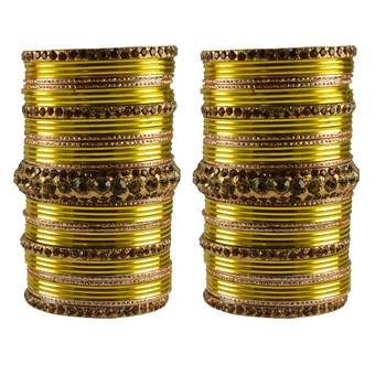 Multi Stone Brass Bangle 1