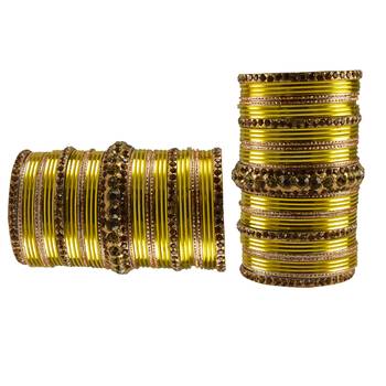 Multi Stone Brass Bangle 2