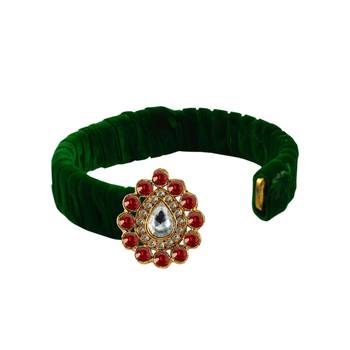 Light Green Stone Brass Bangle 2