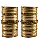 Multi Stone Brass Bangle