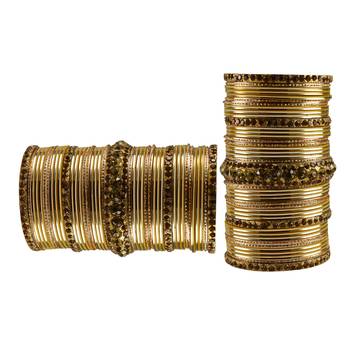 Multi Stone Brass Bangle 2