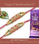 multicolor Beaded Brother Rakhi  For Rakshabandhan
