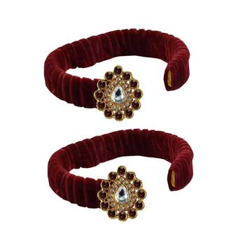 Maroon Stone Brass Bangle 2