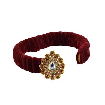 Maroon Stone Brass Bangle 2