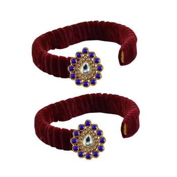 Maroon Stone Brass Bangle 2