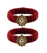 Maroon Stone Brass Bangle