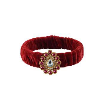 Maroon Stone Brass Bangle 1