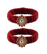 Maroon Stone Brass Bangle