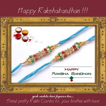 multicolor Beaded Brother Rakhi With one small Dairy Milk 1