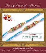 multicolor Beaded Brother Rakhi With one small Dairy Milk