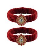 Maroon Stone Brass Bangle