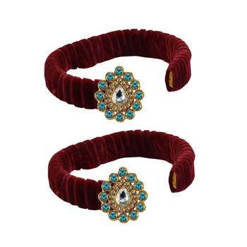 Maroon Stone Brass Bangle 2
